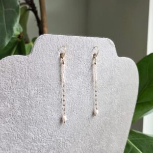 Aureline Gold Pearl Line Drop Earrings