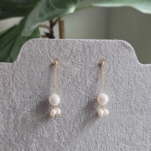 Kalaa Gold Pearl Cluster Drop Earrings