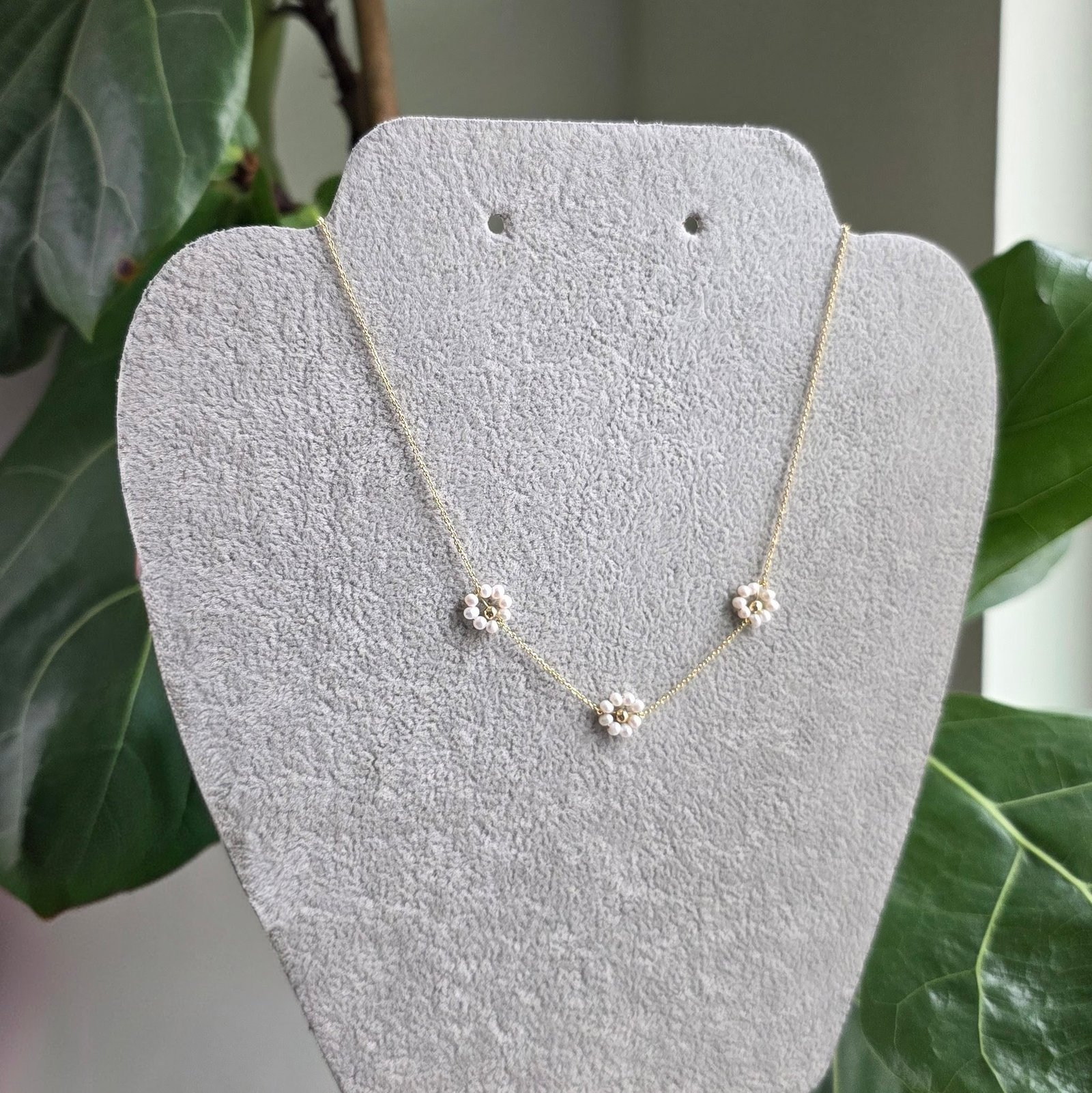 Kalaa Triple Pearl Bloom Necklace