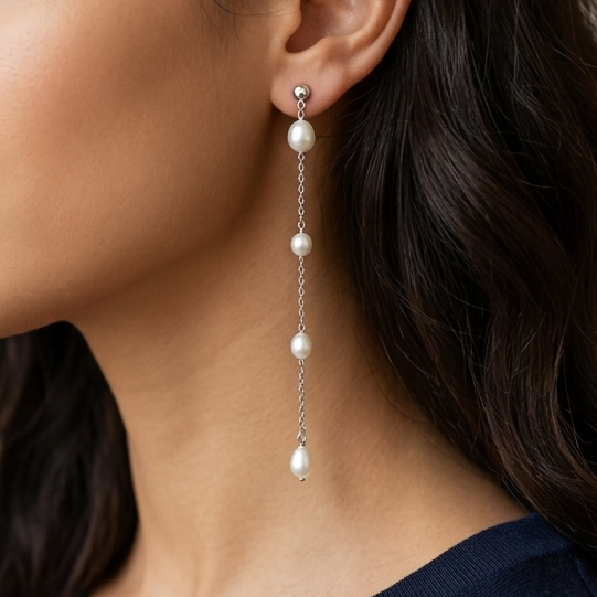 Aureline Pearl Line Earrings - Image 3